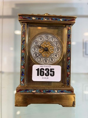 Lot 1635 - Small brass cased carriage style clock