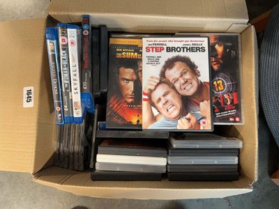 Lot 1645 - Box of various media including Blu-rays, DVDs...