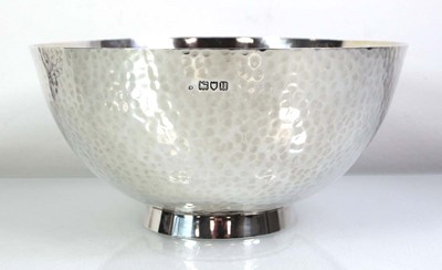 Lot 357 - A hammered silver pedestal bowl, maker CE,...