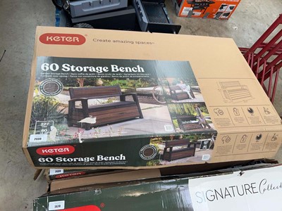 Lot 2608 - Boxed Keter 227L outdoor storage bench