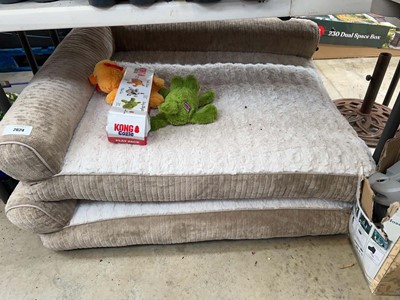 Lot 2624 - 2 large Kirkland Signature beige dog beds with...