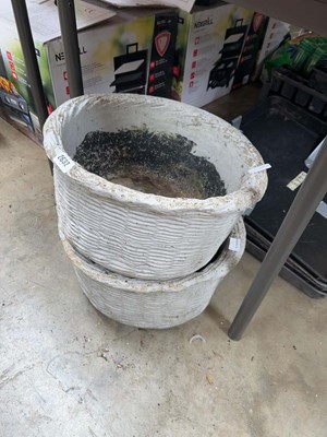 Lot 2632 - Pair of concrete basket style planters