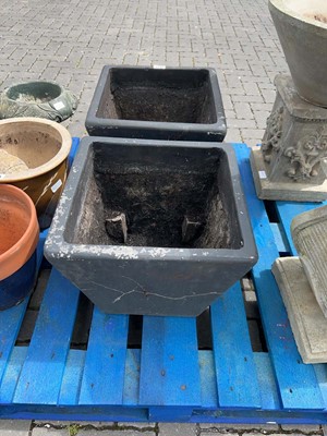 Lot 2634 - Pair of black ceramic garden pots