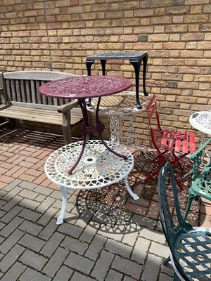 Lot 2641 - 4 various aluminium garden tables with small...