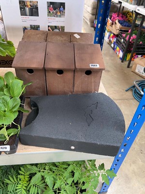 Lot 2663 - Pair of 3 section wooden bird houses with bat box