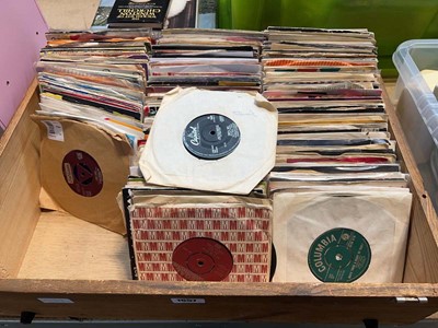 Lot 1657 - Pine drawer containing collection of 45rpm...