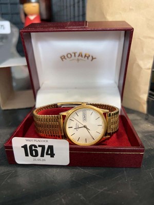 Lot 1674 - Rotary watch in case with some paperwork
