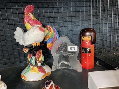 Lot 1675 - Swedish glass mould, wooden Japanese doll and...