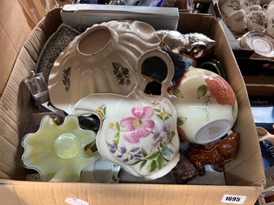 Lot 1695 - 3 boxes of mixed ceramics and other household...