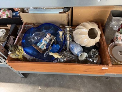 Lot 1702 - 3 wooden trays of mixed ceramics and other...