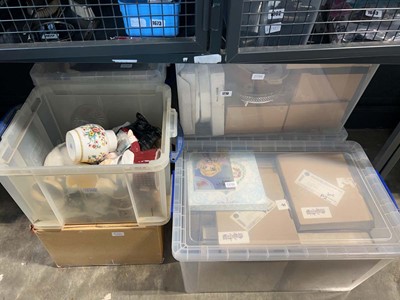Lot 1710 - Cage under bay of various homewares, ceramics,...