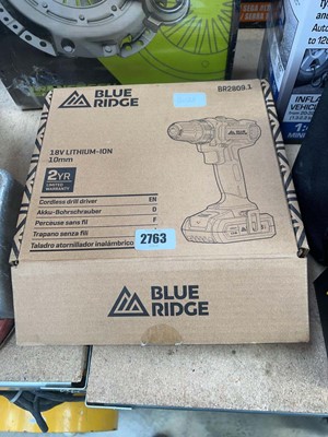 Lot 2763 - Blue Ridge 18V cordless drill with battery and...