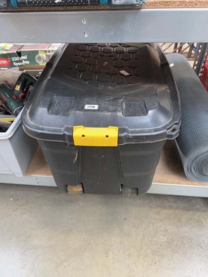 Lot 2770 - Large black 4 wheel heavy duty storage trunk...