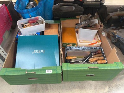 Lot 2775 - 2 boxes of mixed tooling to include Stanley...