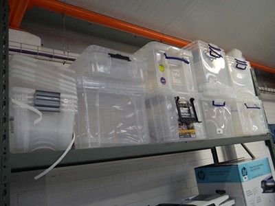 Lot 2921 - Bay containing various transparent storage boxes