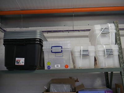 Lot 2923 - Bay containing various storage boxes incl....