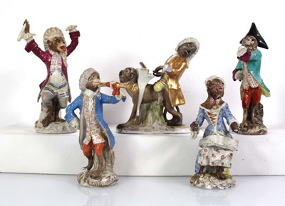 Lot 206 - A set of five monkey band figures, each with...