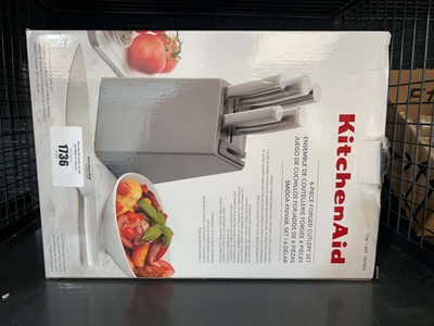 Lot 1736 - KitchenAid 6 piece forged cutlery set with block