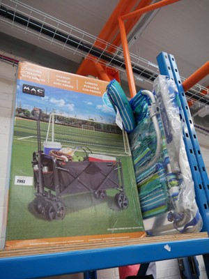 Lot 2992 - Boxed Mac Sports 4 wheel push along beach cart...