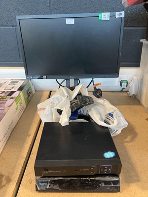 Lot 1477 - Iiyama monitor on stand with security system...