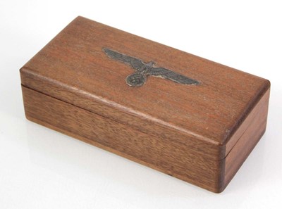 Lot 125 - A beech cigarette case mounted with the Nazi...