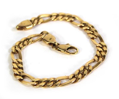 Lot 796 - A 9ct yellow gold figaro link bracelet with...