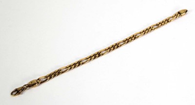 Lot 796 - A 9ct yellow gold figaro link bracelet with...