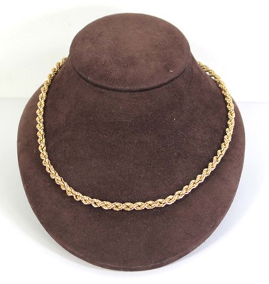 Lot 797 - A 9ct yellow gold ropetwist necklace, l. 47.5...