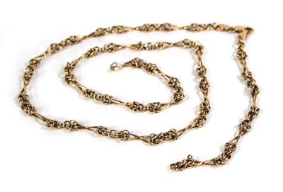 Lot 798 - A 9ct yellow gold fancy link necklace, l. 64...