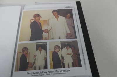 Lot 1075 - Folder of photos of Elvis Presley autographed...