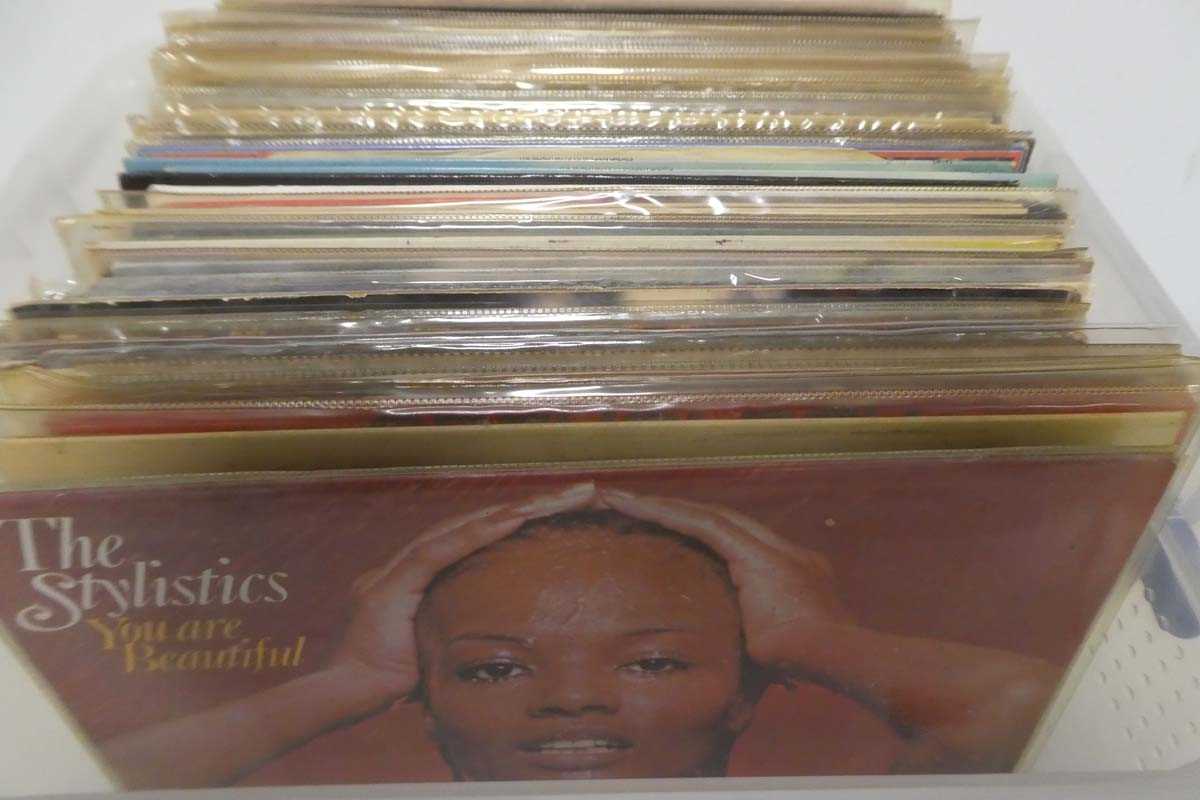 Lot 1082 - Box of vinyl albums incl. The Stylistics, Rod...