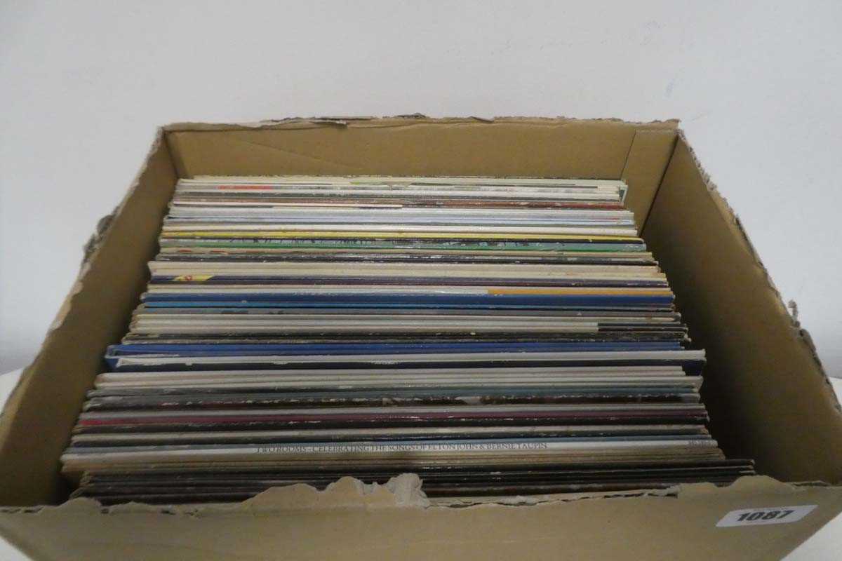 Lot 1087 - Box of vinyl albums incl. Elton John, Human...