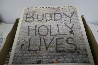Lot 1087 - Box of vinyl albums incl. Elton John, Human...