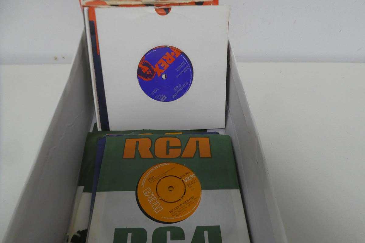 Lot 1097 - Small box of 7" records incl. Sweet, T-Rex and...
