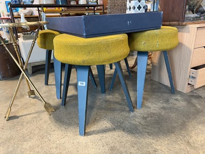 Lot 1178 - 4 small bar stools with a mustard coloured...