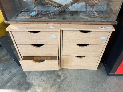 Lot 1182 - 2 3 drawer chest of drawers together with a...