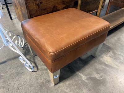 Lot 1159 - Leather effect footstool on wooden legs