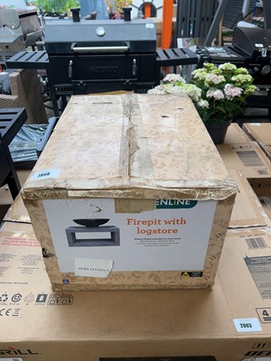 Lot 2008 - Boxed fire pit with integrated log store
