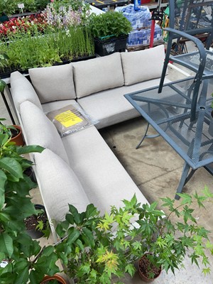 Lot 2009 - Grey aluminium L shaped garden sofa set with...