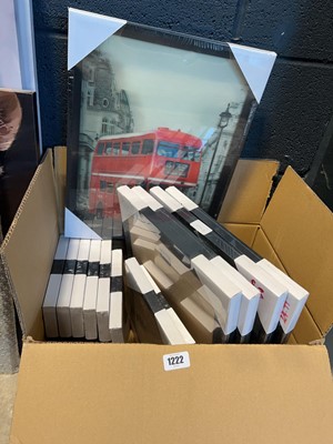Lot 1222 - Box containing various framed prints of London...