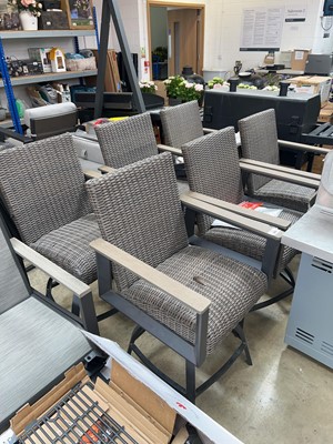 Lot 2015 - Set of 6 brown rattan high top garden stools