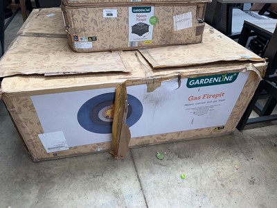 Lot 2018 - Large grey circular gas fire pit (boxed)