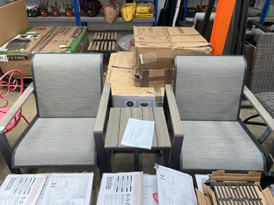 Lot 2021 - Grey aluminium framed 3 piece garden bistro...