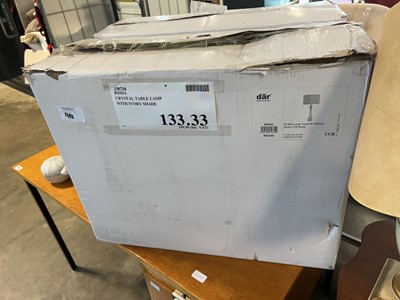 Lot 1145 - 2 boxes containing table lamps, crystal and...