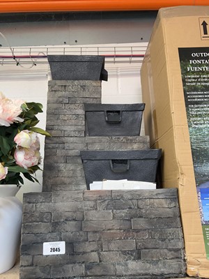 Lot 2045 - Unboxed outdoor 4 tier trickling water feature