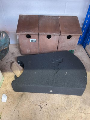 Lot 2060 - Wooden 3 section bird box together with a bat box