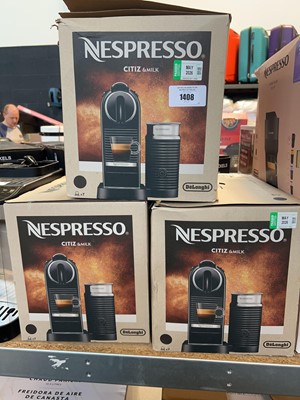 Lot 1408 - 3 Nespresso Citiz & Milk coffee machines in box