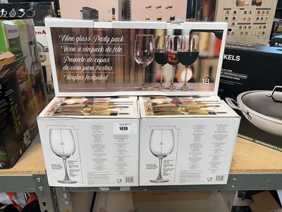 Lot 1419 - 3 boxes of wine glasses