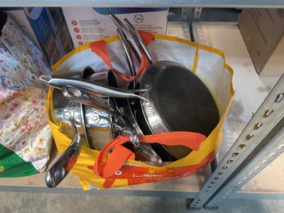 Lot 1431 - Pro Steel cookware set in bag