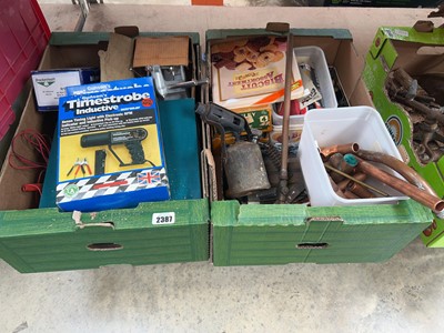 Lot 2387 - 2 boxes of mixed tooling to include Stanley...
